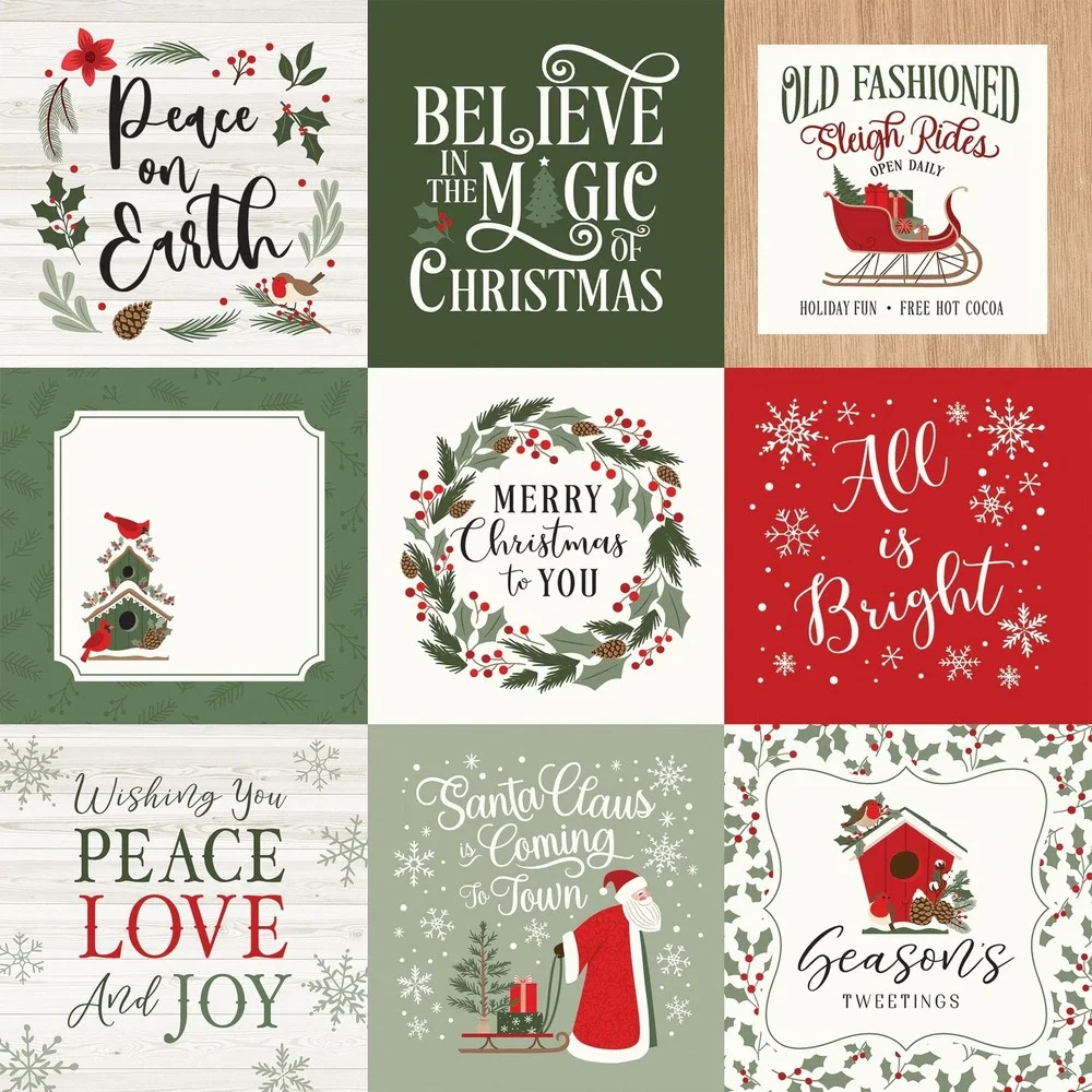 Echo Park Paper Co Christmas Time 12x12 Cardstock Paper Craft Scrapbooking Kit